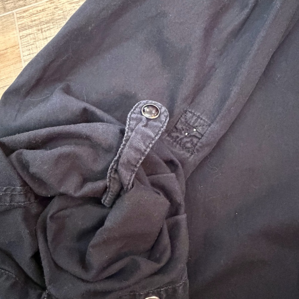 Paper Denim & Cloth Men L Black Shirt Button Down Long Sleeve Pearl Snap Western - Picture 7 of 9